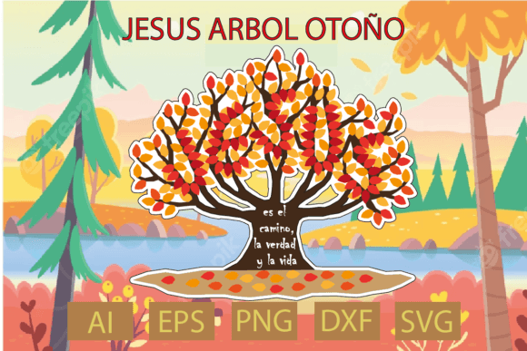 Jesús Árbol Otoño Graphics for T-Shirt Designs