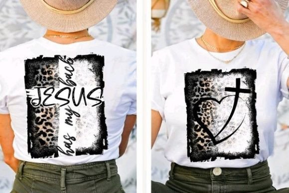 Jesus Has My Back White Leopard Graphics for T-Shirt Designs
