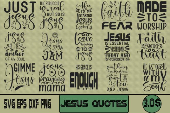 Jesus Quotes 102 SVG Design Bundle for T-Shirt Designs