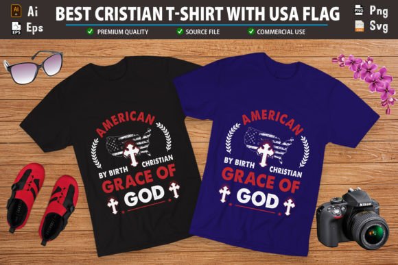 Usa Grunge Flag Christian T-Shirt Design Graphics